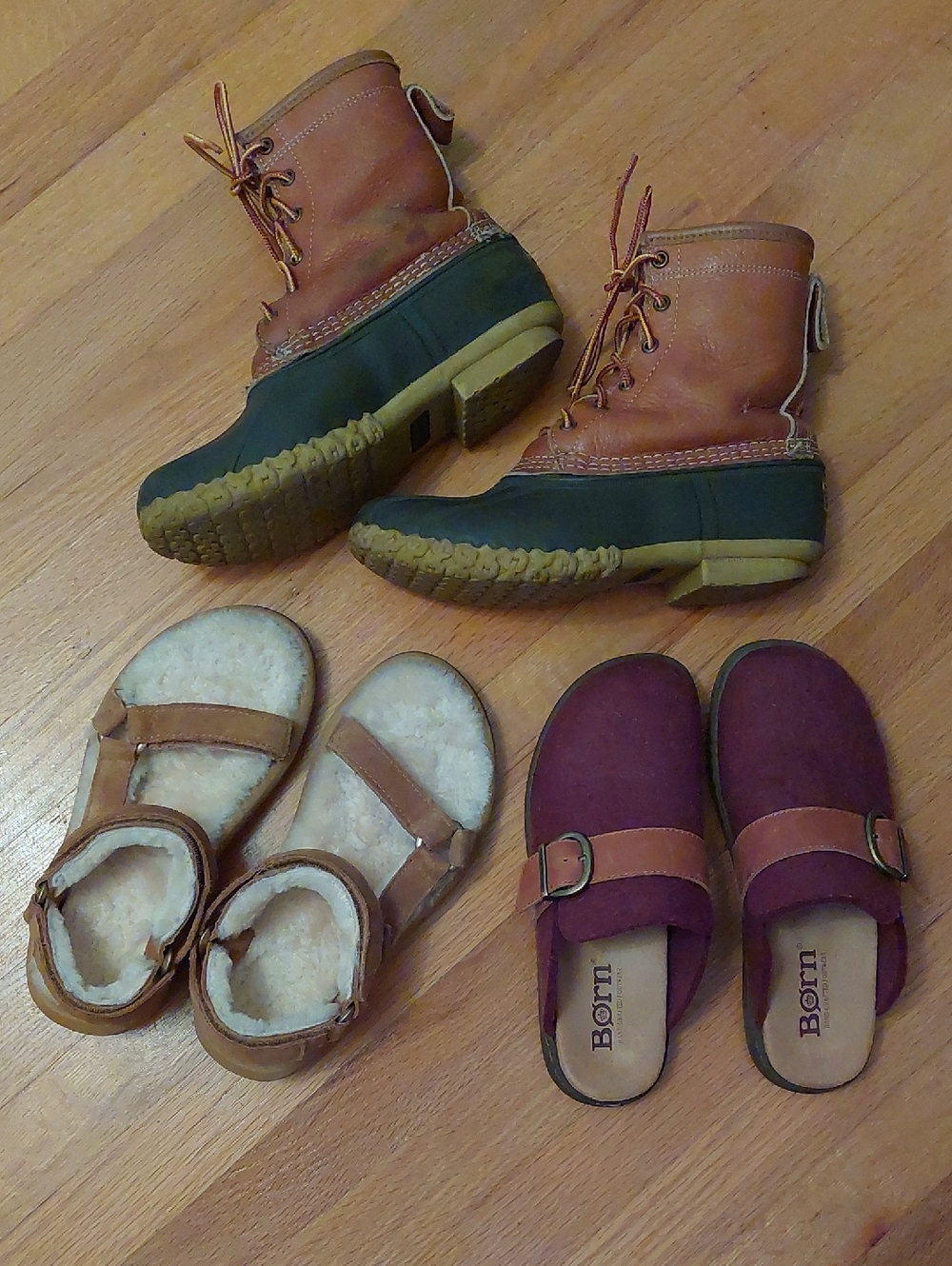 Bundle Vintage LLBean Shearling Duck Boots Teva Ugg Sandals Born Fia Clogs 8